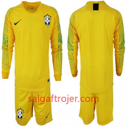 Brasilien Fodboldtrøjer Børn Hjemmebanesæt VM 2018 Langærmet Brasilien Fodboldtrøjer Børn Hjemmebanesæt VM 2018 Langærmet